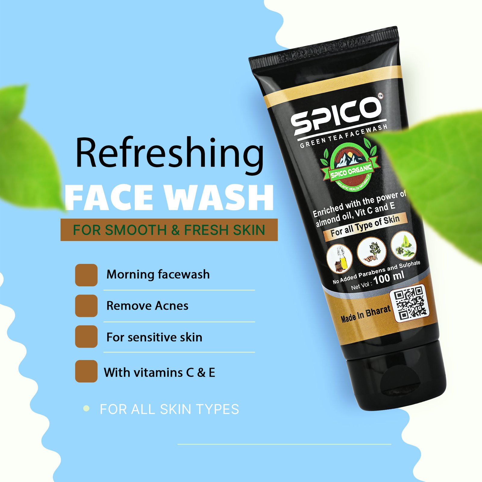 Spico Organic Green Tea Face Wash
