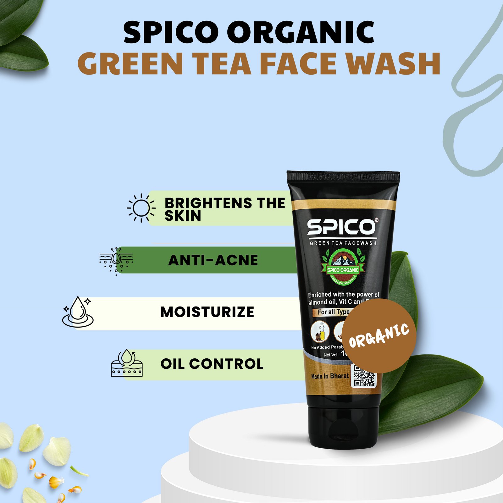 Spico Organic Green Tea Face Wash
